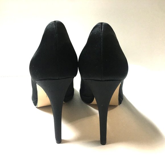 Jewel Tone Rhinestone Black Open Toe Pumps Stiletto Heels Shoes Mad Men Style - Picture 6 of 9